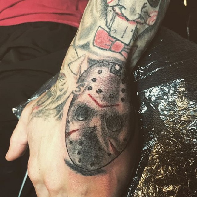 Hand Jason Mask Tattoo
