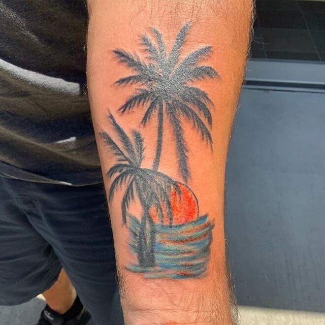 Hand Palm Tree Tattoo
