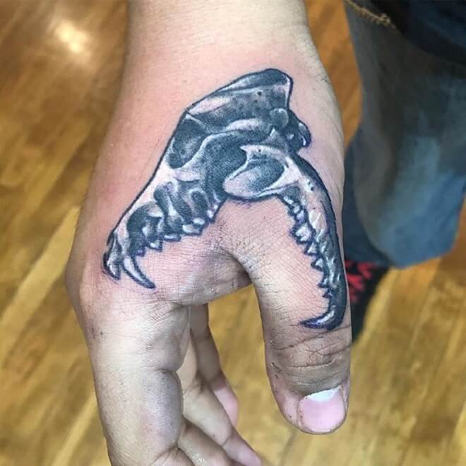 Hand Wolf Skull Tattoo