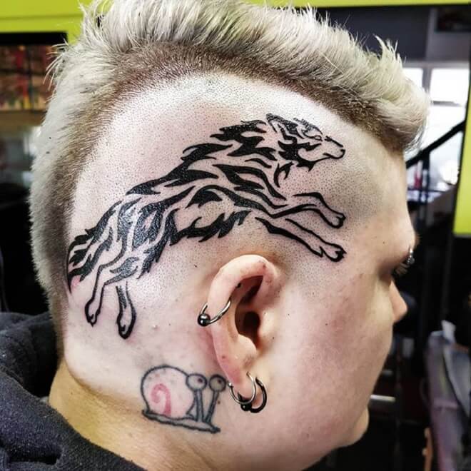 Head Tribal Wolf Tattoo