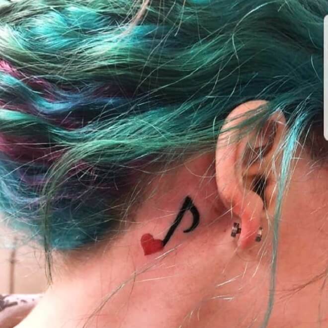 Heart Behind the Ear Tattoo