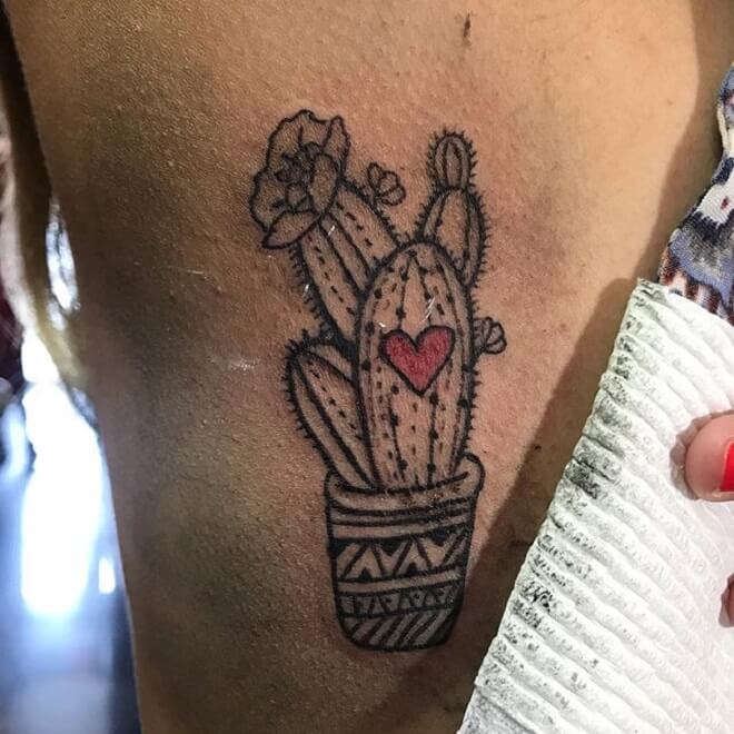 Heart Cactus Tattoo