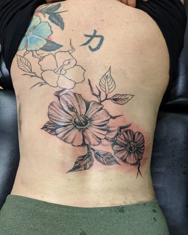 Hibiscus Back Side Tattoo