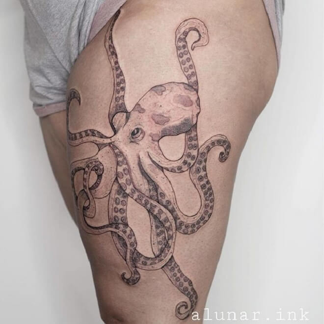 Hip Kraken Tattoo