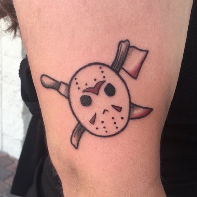 Jason Mask Line Tattoo