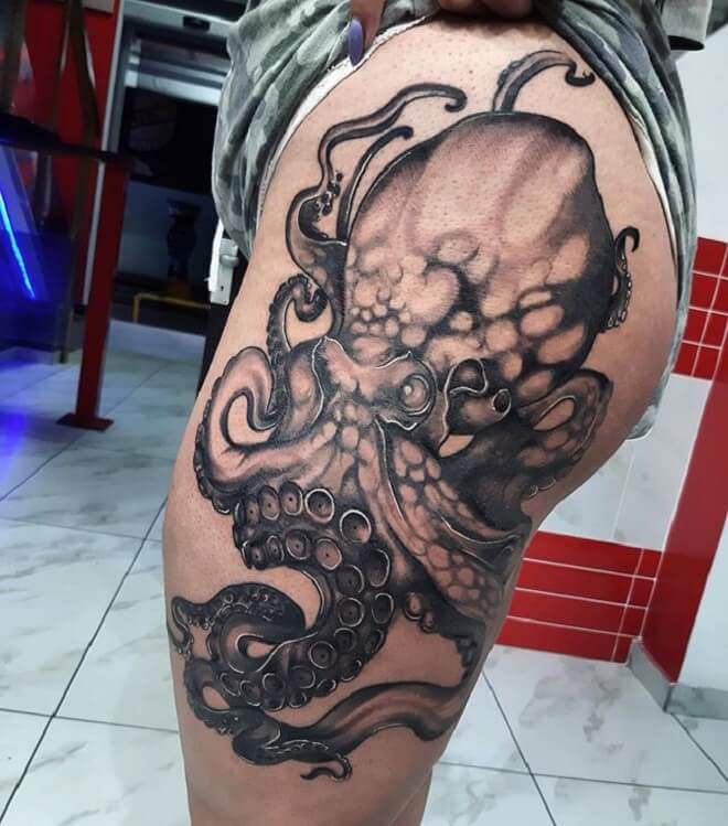 Kraken Hip Tattoo