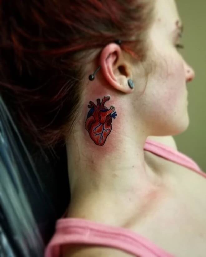 Lady Anatomical Heart Tattoo