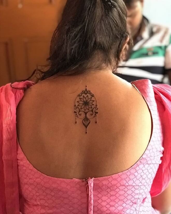 Lady Geometric Flower Tattoo