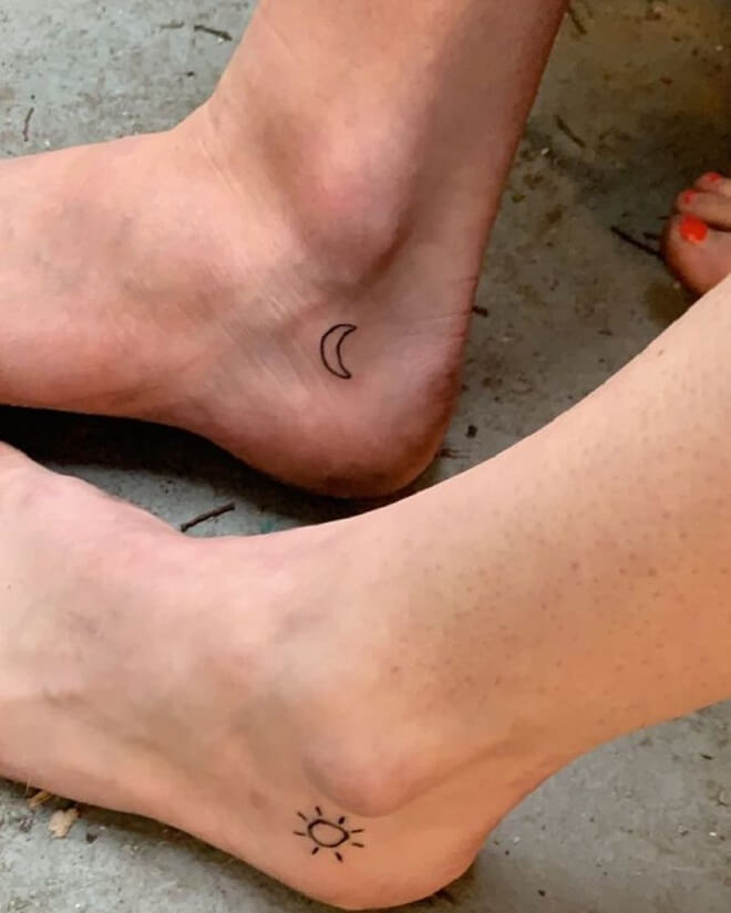 Leg Crescent Moon Tattoo