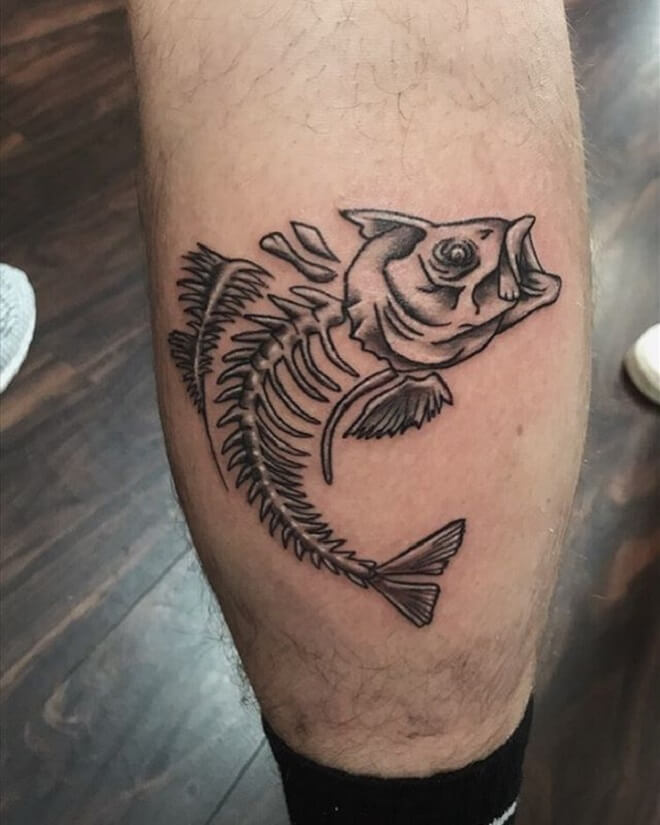Leg Fish skeleton Tattoo