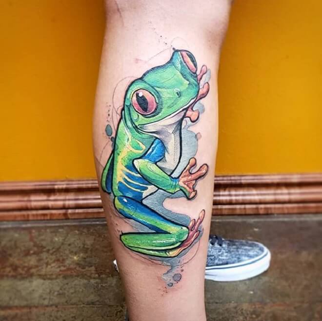 Leg Frog Tattoo