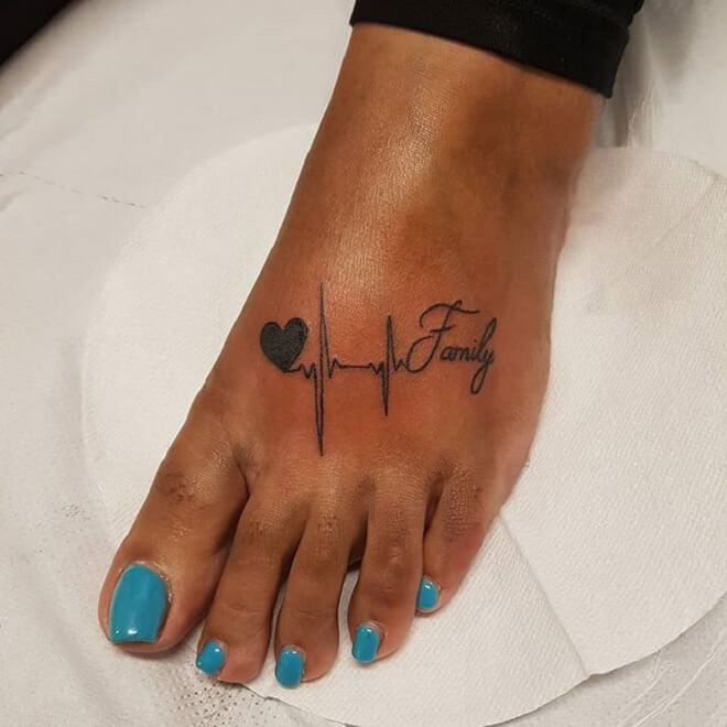 Leg Heartbeat Tattoo