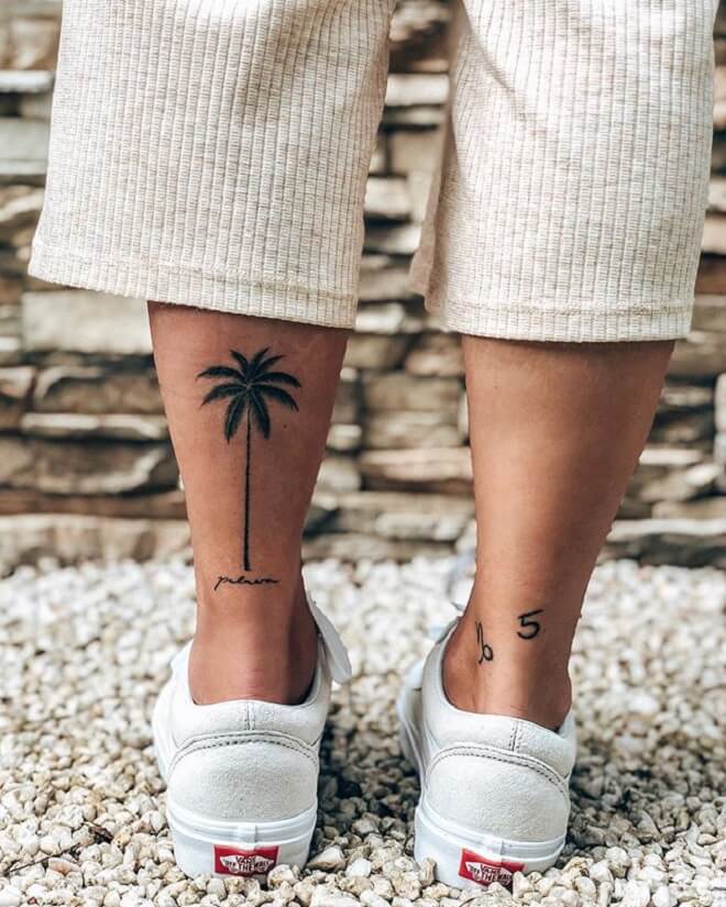 Leg Palm Tree Tattoo
