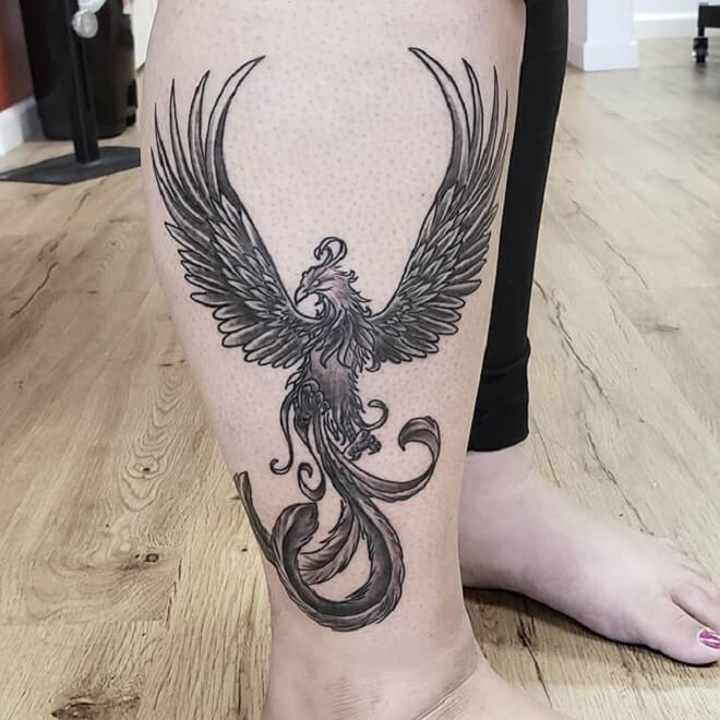 Leg Phoenix Tattoo