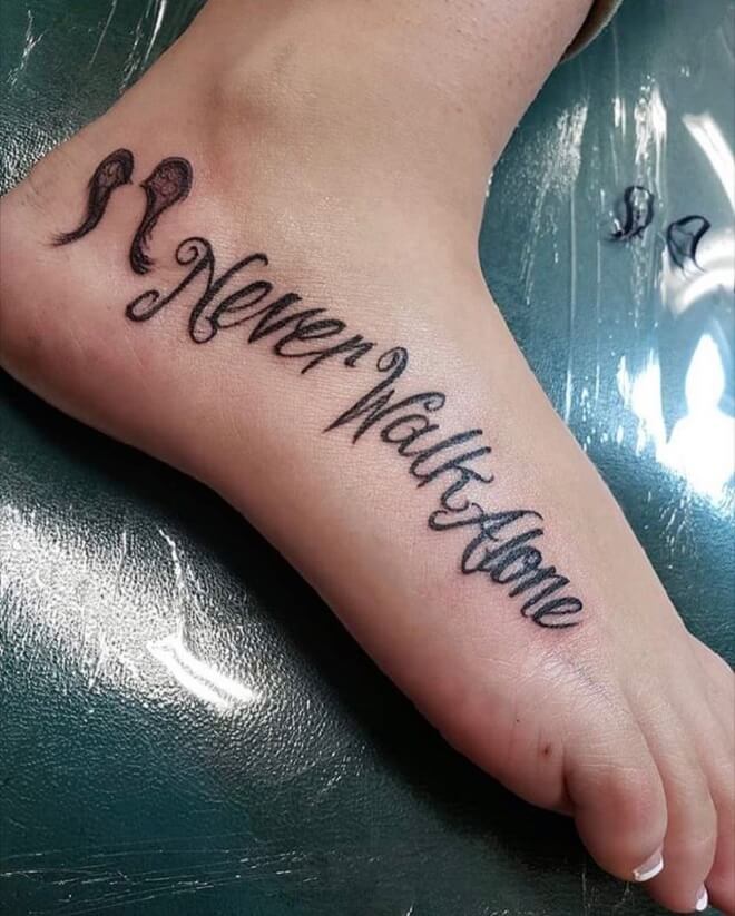 Lettering Foot Tattoo