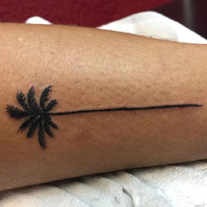 Line Palm Tree Tattoo