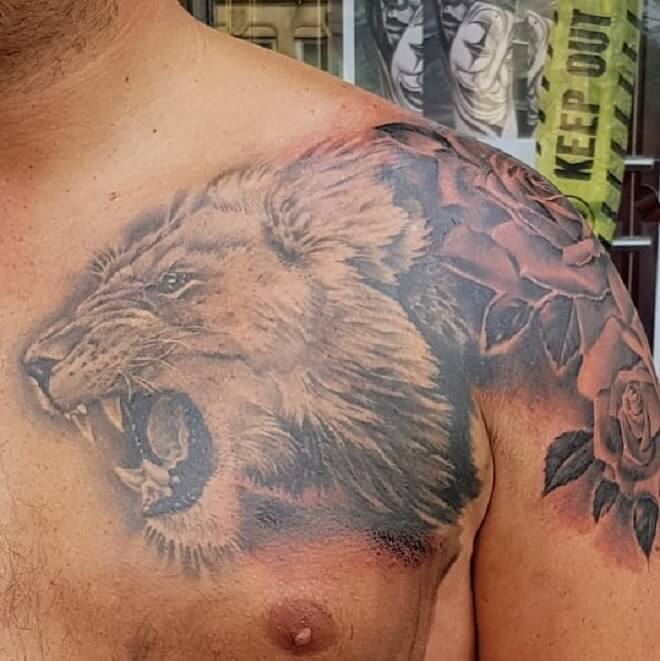 Lion Chest Tattoos for Men
