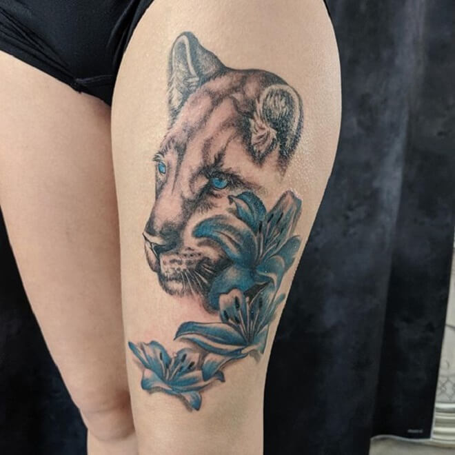 Lion Lily Tattoo
