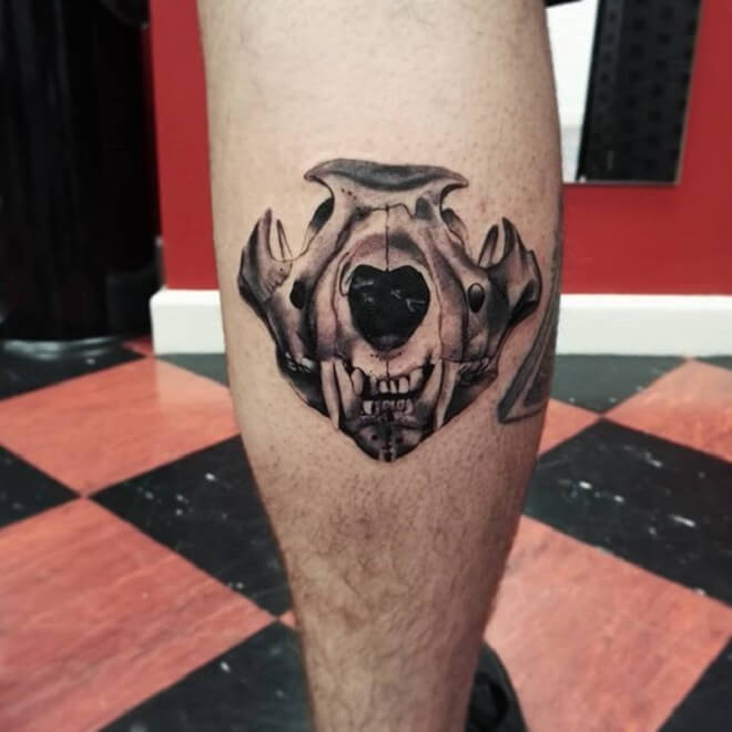 Lion Skull Leg Tattoo