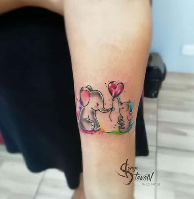 Love Baby Elephant Tattoo