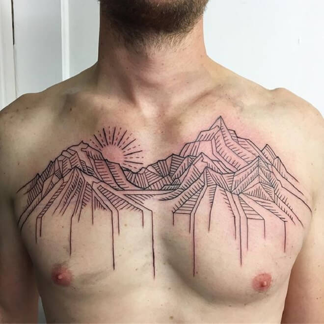 Mountain scene tattoo
