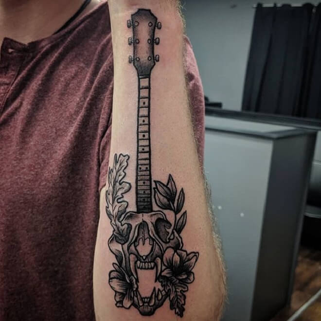 Music Bear Skull Tattoo