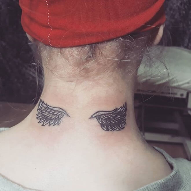 Neck Wing Tattoo