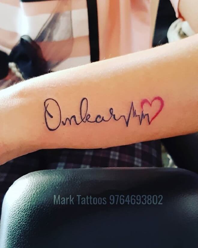 Om Heartbeat Tattoo