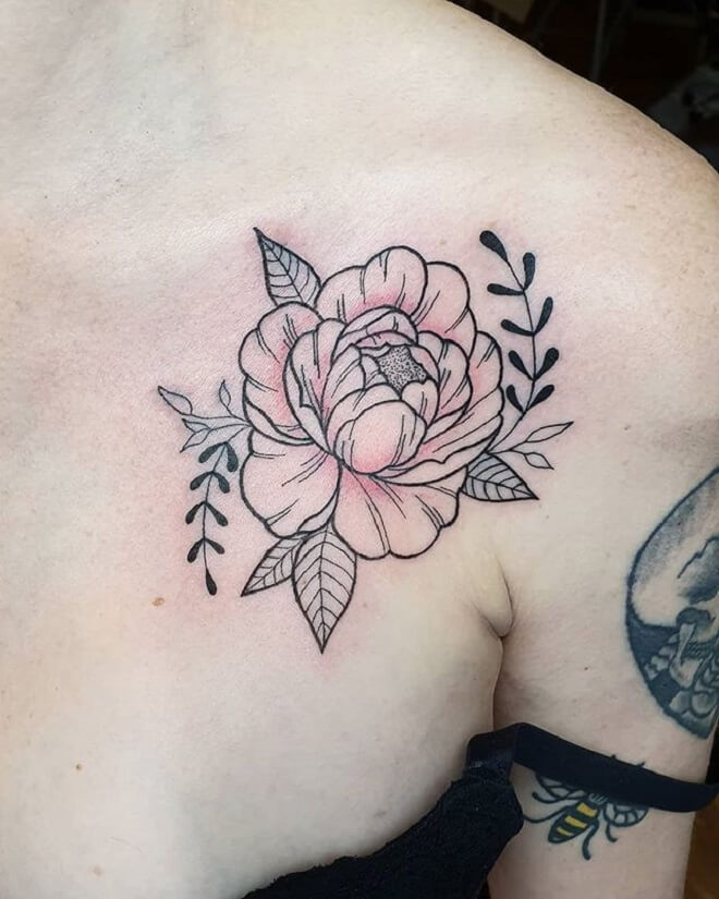 Peony Flower Shoulder Tattoo