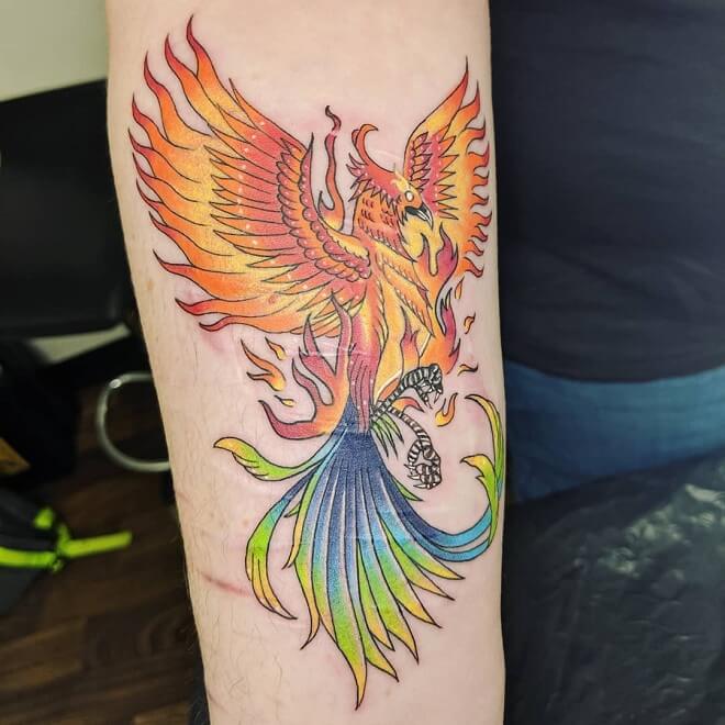 Phoenix Orange Color Tattoo