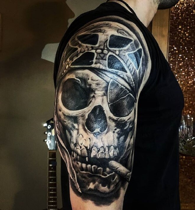 Pirate Skull Black Tattoo
