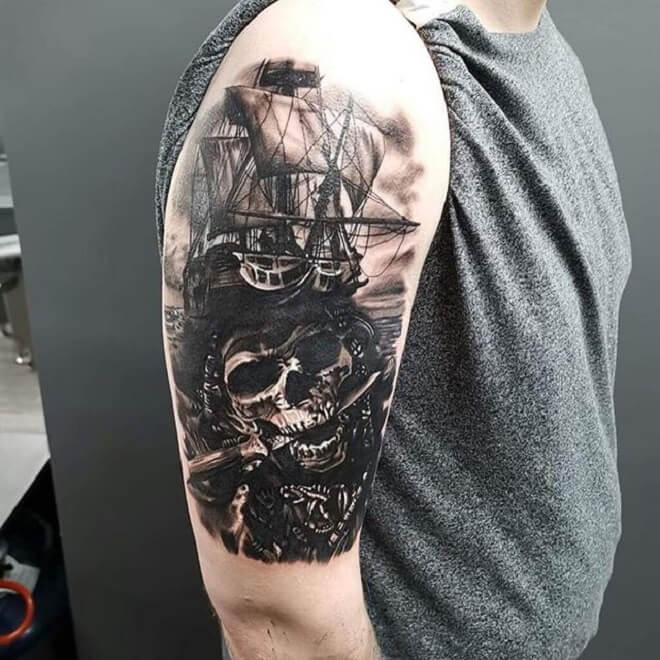 Pirate Skull Men Tattoo