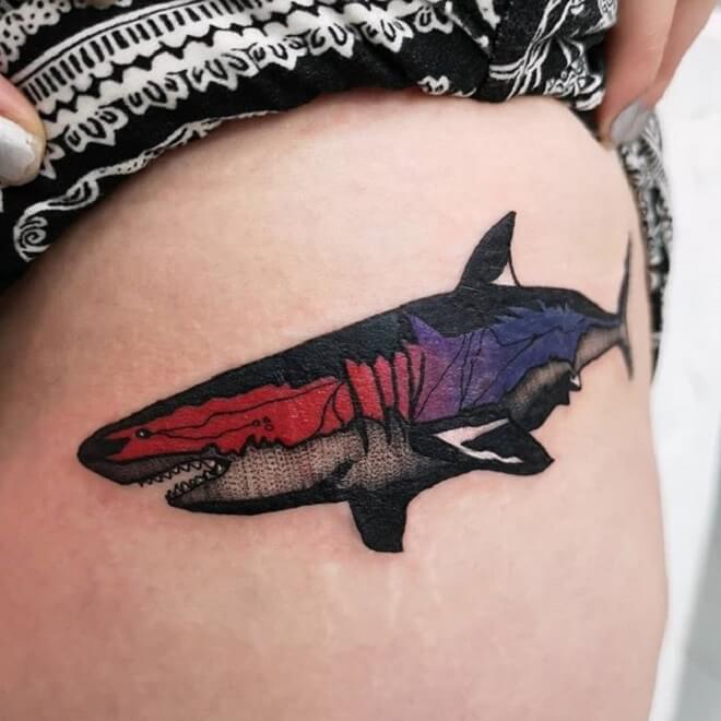 Red and Black Shark Tattoo