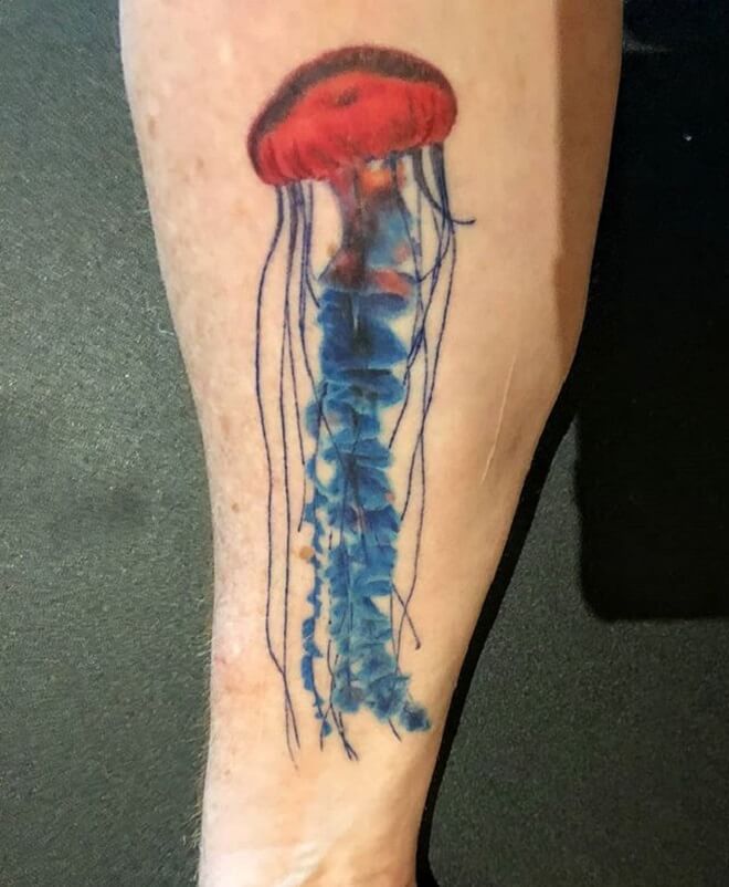Red and Blue Color Tattoo