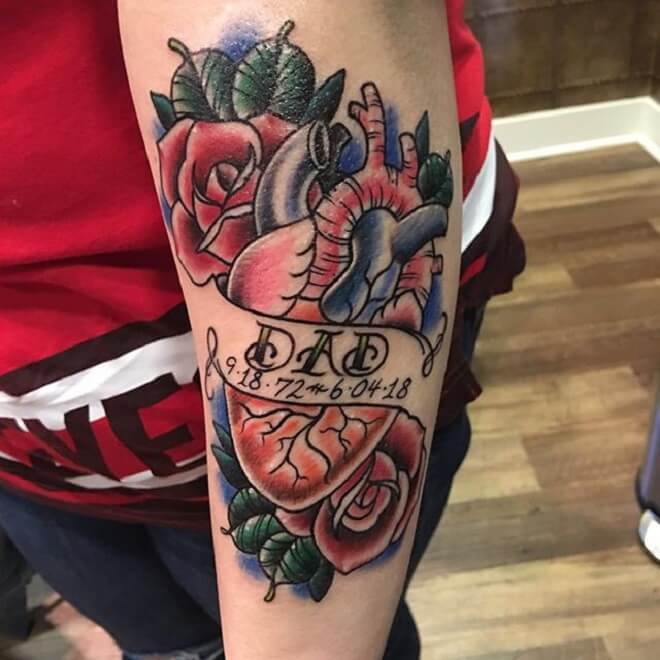 Rose Anatomical Heart Tattoo