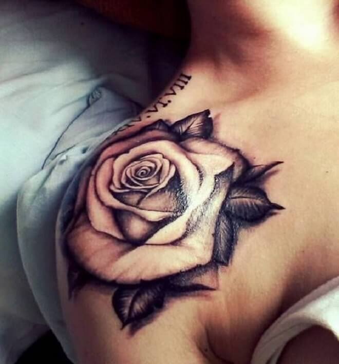 Rose Flower Shoulder Tattoo
