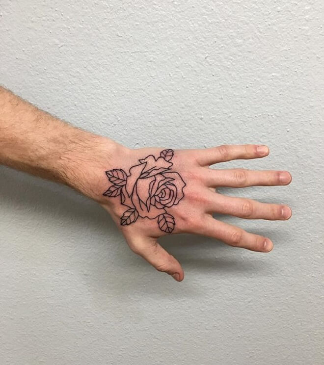 Rose Hand Line Tattoo