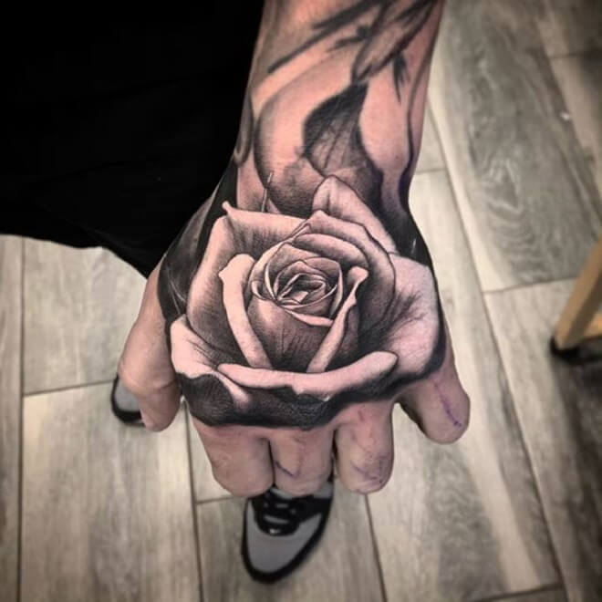 Rose Hand Tattoo Art