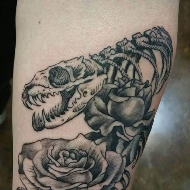Rose Snake Skeleton Tattoo