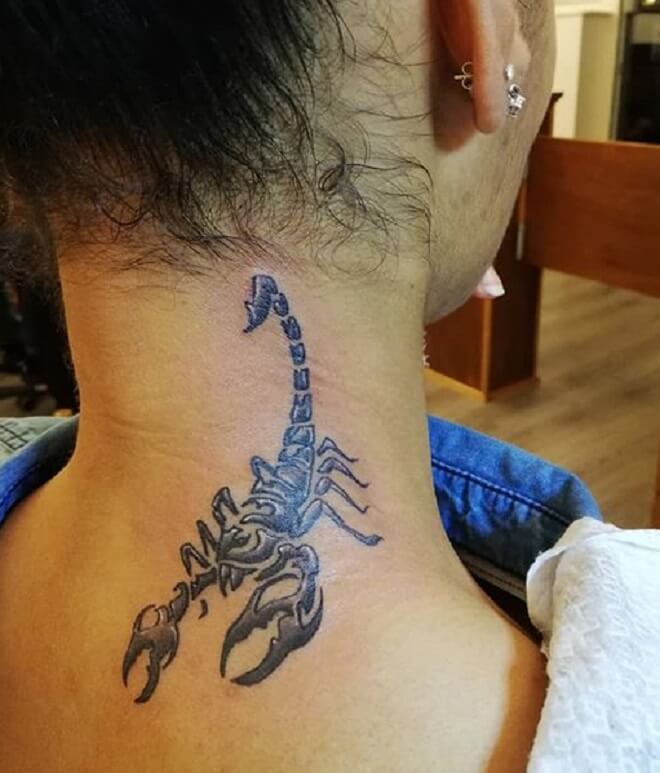 Scorpio Neck Tattoo