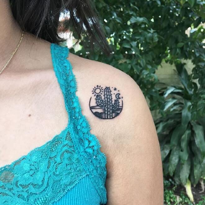 Shoulder Cactus Tattoo