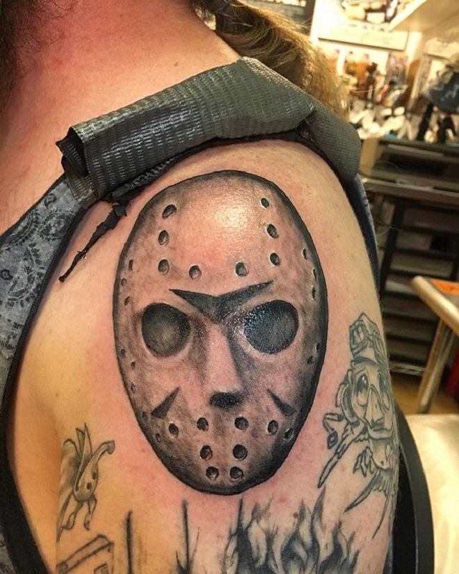 Shoulder Jason Mask Tattoo