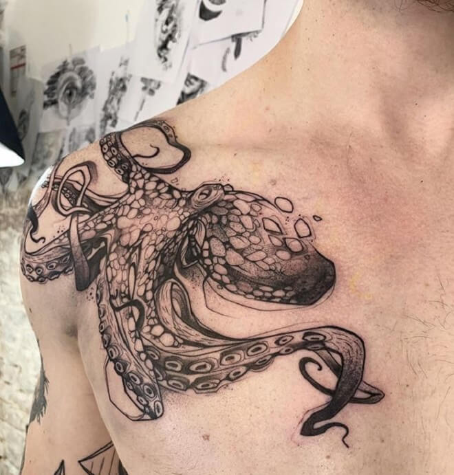 Shoulder Kraken Tattoo