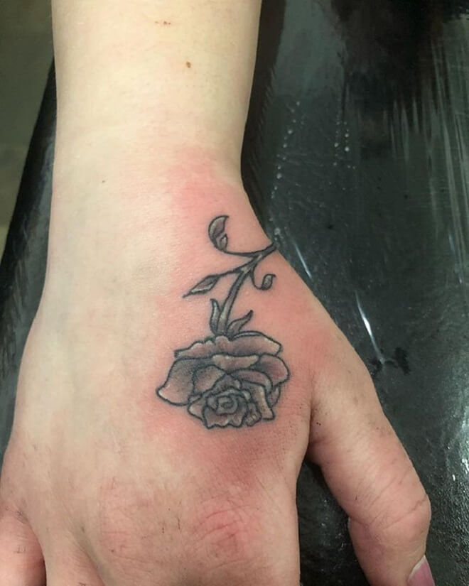 Simple Rose Hand Tattoo