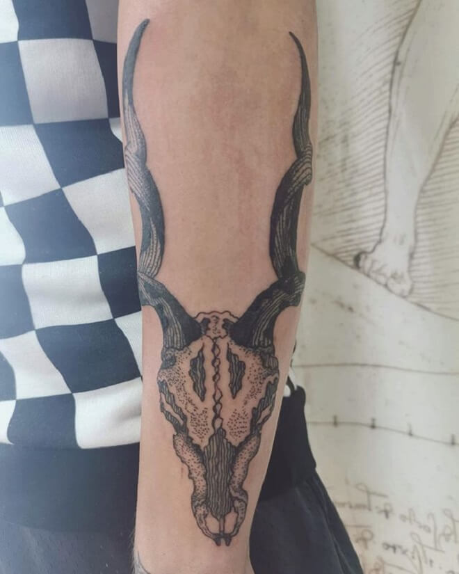 Skull Dot Work Animal Tattoo