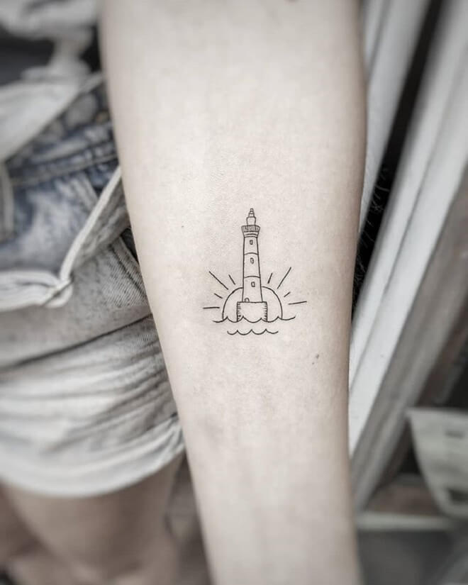 Small Lighthouse Tattoo