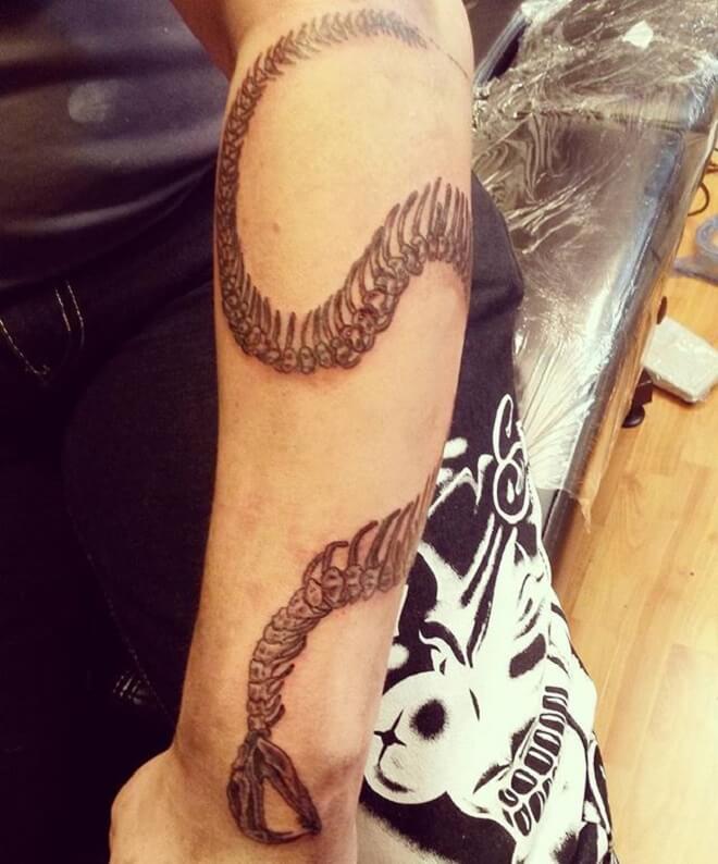 Snake Skeleton Grey Tattoo