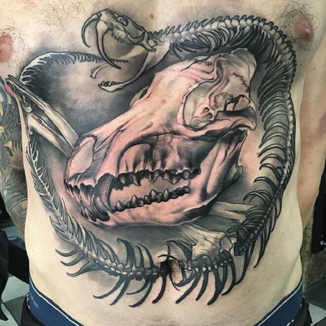 Snake With Skull Tattoo