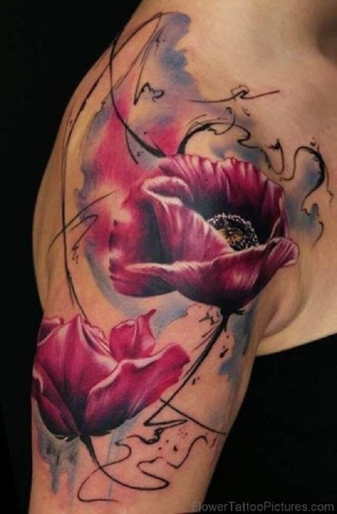 Stunning Flower Shoulder Tattoo