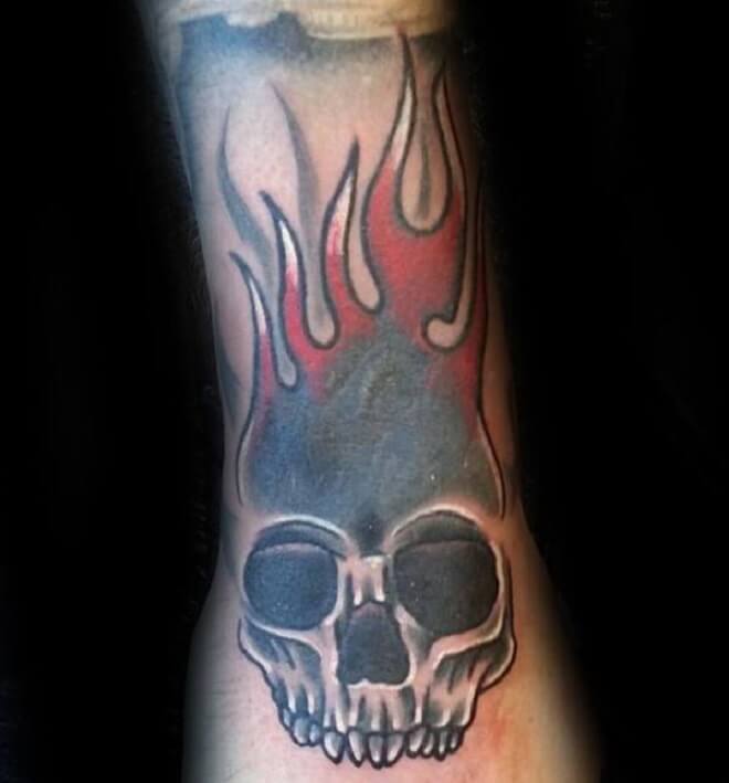 Super Flaming Skull Tattoo